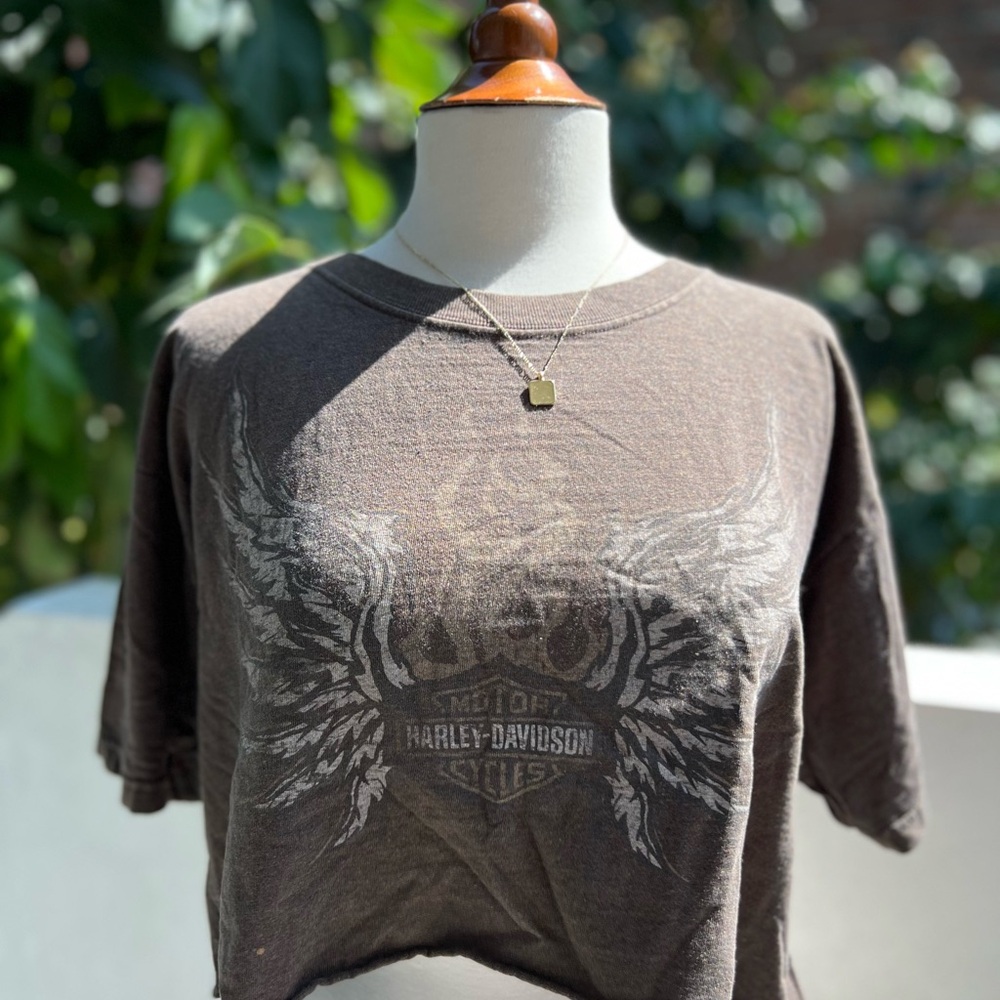 Harley-Davidson Brown Vintage Crop T-Shirt
